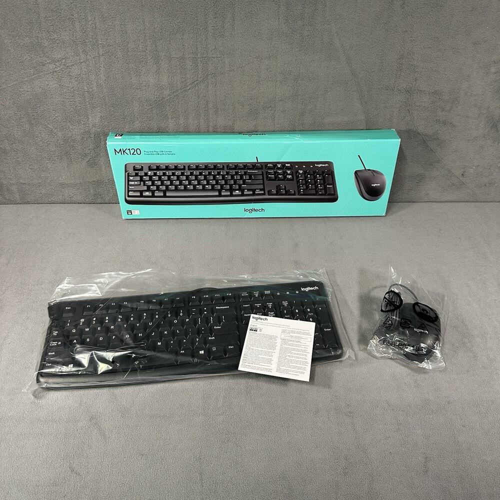 Logitech MK120 Wired USB Keyboard Mouse Desktop Combo - Picture 2 of 2